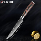 Kitchen Knife Set 1-9Pcs,7Cr17Mov Stainless Steel Sharp Chef Knife Santoku Knife Fruit Knife Ergonomic Pakkawood Handle