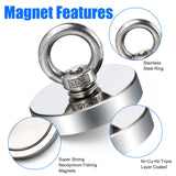 Super Strong Neodymium Fishing Magnet Hooks N52 Heavy Duty Magnet with Countersunk Hole Eyebolt 16-42Mm Salvage Searcher Magnets