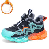 Children Winter Sneakers Warm Fur Shoes 5-9Y Girls Boys Toddlers PU Shoes Kids Colorful Sports Flats Shoes Waterproof 2023