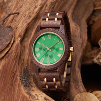 Retro Walnut Gold Multi-functional Men's Quartz Watch