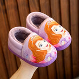 Princess Sofia Elsa Winter Children'S Cotton Slippers Girl'S Parent-Child Snow Non Slip Warm Baby Slippers Size 24-39