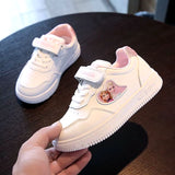 Disney Children'S Casual Shoes Frozen Priness Elsa Anna PU Leather Spring Sports Girls' White Shoes Children'S Size 26-37