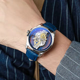 Gold Skeleton Waterproof Leather Custom Watch Men Luxury Orologio Uomo Relojes De Cuarzo Para Hombre