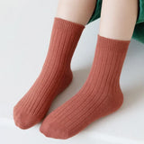 5Pairs/Lot Solid Kids Socks Casual Baby Girls Boys Soft Breathable Cotton Stripe Autumn Toddler Knitted Children Socks for 1-8Y