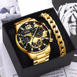 2Pcs Luxury Mens Silver Quartz Watch with Stainless Steel Bracelet Men Fashion Business Casual Watch Luminous Clock