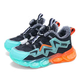 Children Winter Sneakers Warm Fur Shoes 5-9Y Girls Boys Toddlers PU Shoes Kids Colorful Sports Flats Shoes Waterproof 2023
