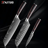 Kitchen Knife Set 1-9Pcs,7Cr17Mov Stainless Steel Sharp Chef Knife Santoku Knife Fruit Knife Ergonomic Pakkawood Handle