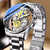 Gold Skeleton Waterproof Leather Custom Watch Men Luxury Orologio Uomo Relojes De Cuarzo Para Hombre