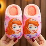 Princess Sofia Elsa Winter Children'S Cotton Slippers Girl'S Parent-Child Snow Non Slip Warm Baby Slippers Size 24-39