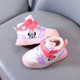 Disney Girls' Causla Shoes PU Leather Mickey Mouse LED Luminescent Children'S Sneaker 1-6 Year Old Boys' Sports Casual Shoes