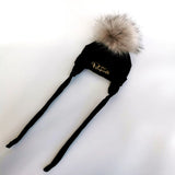 Newborn Baby Hat for Boys Girls with Letter Princess Prince Ear Warmmer Earflap Rope Winter Cotton Beanie Pom Pom Bobble Hat
