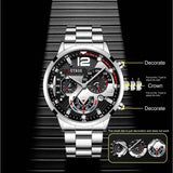 2Pcs Luxury Mens Silver Quartz Watch with Stainless Steel Bracelet Men Fashion Business Casual Watch Luminous Clock