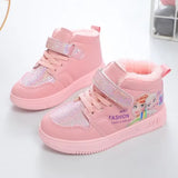 Cartoon Frozen 2 Princess Elsa Women'S Sneakers Versatile Warm Plush Board Shoes Student Leisure Shoes Winter New