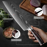 Kitchen Knife Set 1-9Pcs,7Cr17Mov Stainless Steel Sharp Chef Knife Santoku Knife Fruit Knife Ergonomic Pakkawood Handle