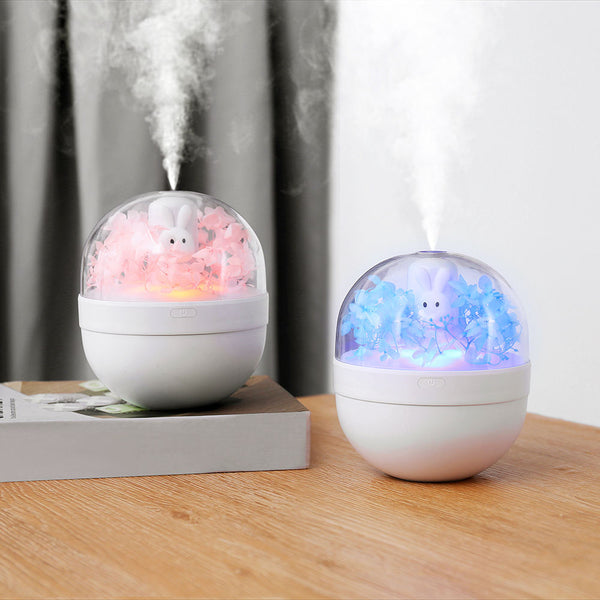 Creative Sweetheart Rabbit DIY Humidifier USB Mini Home Air Purifier Air Mini Cool Mist Preserved Flower Humidifier Preserved Flowers