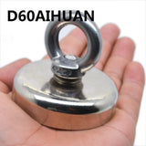 Strong Powerful Neodymium Magnet round Hook Salvage Magnet Sea Fishing Holder Pulling Mounting Pot with Ring 48Mm 60Mm 67Mm 94Mm