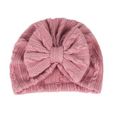 0-6M Lovely Bowknot Knitted Baby Hat Cute Solid Color Baby Girls Hat Turban Soft Newborn Infant Cap Knitting Beanies Head Wraps