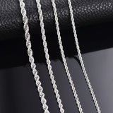1 Piece 925 Sterling Silver Width 2Mm/3Mm/4Mm Rope Chain Necklace/Bracelet for Men Women Man Fashion Chain Necklace
