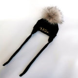 Newborn Baby Hat for Boys Girls with Letter Princess Prince Ear Warmmer Earflap Rope Winter Cotton Beanie Pom Pom Bobble Hat