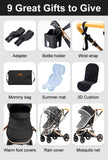 Baby Stroller 3 in 1 Portable Travel Luxurious Baby Carriage Fold Pram Aluminum Frame High Landscape Multifunctional Stroller
