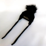 Newborn Baby Hat for Boys Girls with Letter Princess Prince Ear Warmmer Earflap Rope Winter Cotton Beanie Pom Pom Bobble Hat