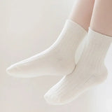 5Pairs/Lot Solid Kids Socks Casual Baby Girls Boys Soft Breathable Cotton Stripe Autumn Toddler Knitted Children Socks for 1-8Y