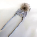 Newborn Baby Hat for Boys Girls with Letter Princess Prince Ear Warmmer Earflap Rope Winter Cotton Beanie Pom Pom Bobble Hat
