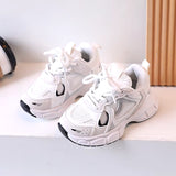 Kids Casual Sports Shoes with Thick Soles Boys Girls Fashion Versatile Sneakers 2024 New Children Mesh Breathable Running Shoes