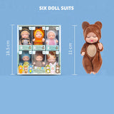6Pcs Simulation Princess Dolls Toy Mini Cute Sleeping Baby Series Doll Cartoon Animal Toy for Kids Kawaii Dolls Girl'S Gift