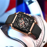 CRRJU Herren-Sportuhr, multifunktionale Chronograph-Armbanduhr für Geschäftsleute, wasserdichte quadratische Herrenquarz-Uhr mit Box, ideale Wahl für Männergeschenke.