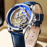 Gold Skeleton Waterproof Leather Custom Watch Men Luxury Orologio Uomo Relojes De Cuarzo Para Hombre