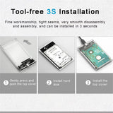 Transparent External Hard Drive 2.5 Inch HDD SSD Case Micro-B to USB3.1 4TB Drive Housing Compatible UASP SATA III Laptop