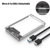 Transparent External Hard Drive 2.5 Inch HDD SSD Case Micro-B to USB3.1 4TB Drive Housing Compatible UASP SATA III Laptop