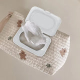 Ins Car Tissue Box Hanging Cartoon Embroidery Bear Car Seat Back Tissue Hanging Bags Baby Stroller Wet Tissue Diaper Storage