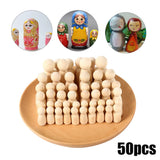 50Pcs Unfinished Wooden Peg Doll for DIY Painting Natural Wood Peg People in 4 Sizes Wooden Doll for Kids Arts and Crafts
