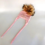 Newborn Baby Hat for Boys Girls with Letter Princess Prince Ear Warmmer Earflap Rope Winter Cotton Beanie Pom Pom Bobble Hat