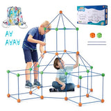 VEVOR Fort Bausatz Kinder, 180-teiliges STEM-Bauspielzeug, pädagogisches Geschenk für 4 bis 8+ Jahre alte Kinder, Spielzelt-Bauset, Konstruktionsspielzeug mit 120 Stäben und 60 Bällen