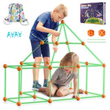 VEVOR Fort Bausatz Kinder, 180-teiliges STEM-Bauspielzeug, pädagogisches Geschenk für 4 bis 8+ Jahre alte Kinder, Spielzelt-Bauset, Konstruktionsspielzeug mit 120 Stäben und 60 Bällen