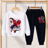 Disney Casual Sweatshirts Boys Toddler Cartoon Clothing New Crewneck Spiderman Print Pullovers Pants 2Pcs Long Sleeve Tracksuits