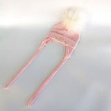 Newborn Baby Hat for Boys Girls with Letter Princess Prince Ear Warmmer Earflap Rope Winter Cotton Beanie Pom Pom Bobble Hat