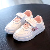 Disney Children'S Casual Shoes Frozen Priness Elsa Anna PU Leather Spring Sports Girls' White Shoes Children'S Size 26-37