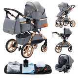 3 in 1 Baby Stroller Easy Folding Multifunctional Stroller Travel Portable Baby Carriage Safety Seat EU Standard Free Shipping
