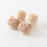 New Cute Cartoon Bear Baby Socks for Boys Girls Winter Soft Cotton anti Slip Solid Newborn Toddler Sock Kids Thicken Socken