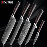 Kitchen Knife Set 1-9Pcs,7Cr17Mov Stainless Steel Sharp Chef Knife Santoku Knife Fruit Knife Ergonomic Pakkawood Handle