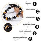 Zoonvii Obsidian Armband, Schwarzer Turmalin Stein Armband, Schwarzer Obsidian Armband Herren, Armband Dreifachem Schutz, Obsidian Hämatit Armband, Geschenk für Freunde, Ehemann, Vater
