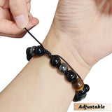 Zoonvii Obsidian Armband, Schwarzer Turmalin Stein Armband, Schwarzer Obsidian Armband Herren, Armband Dreifachem Schutz, Obsidian Hämatit Armband, Geschenk für Freunde, Ehemann, Vater