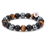 Attraction Zen Armband Dreifacher Schutz - Tigerauge, schwarzer Obsidian, Hämatit | ALLE STEINE IN UNSEREN ARMBÄNDERN SIND NATÜRLICH