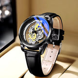 Gold Skeleton Waterproof Leather Custom Watch Men Luxury Orologio Uomo Relojes De Cuarzo Para Hombre