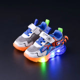 Children'S Led Light Shoes Cartoon Spiderman Boys Sneakers Girls Casual Blue Red Shoes Breathable Kids Sport Shoes