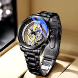 Gold Skeleton Waterproof Leather Custom Watch Men Luxury Orologio Uomo Relojes De Cuarzo Para Hombre
